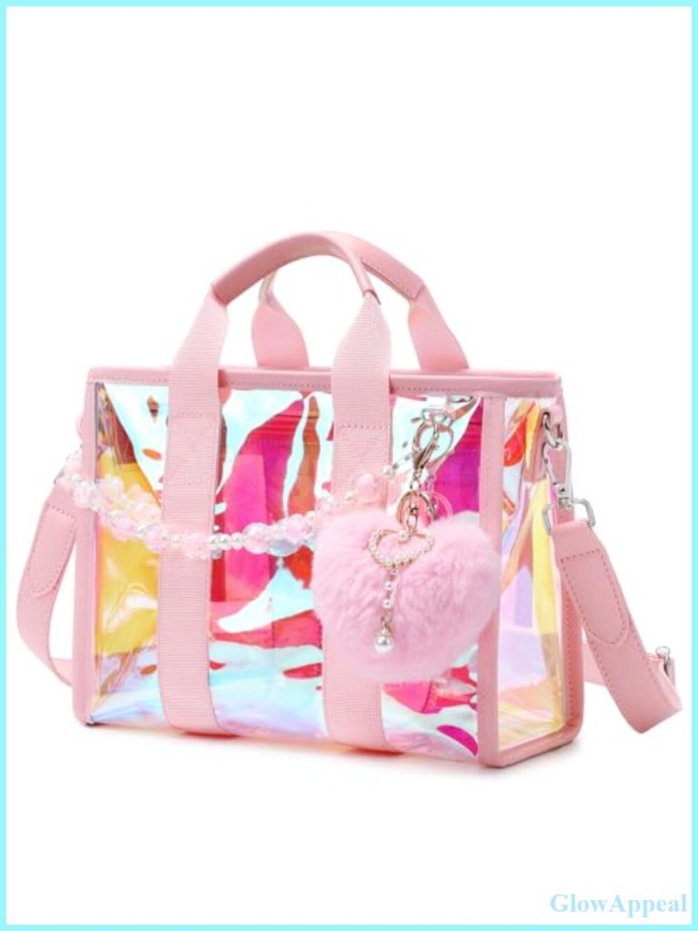 Iridescent Jelly Purse Crossbody Clear Bag Stadium Approved Top Handle Satchel